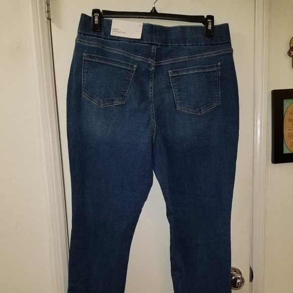 Liz Claiborne Amber Womens Mid Rise Straight Jeans with leg button detail - Picture 7 of 16